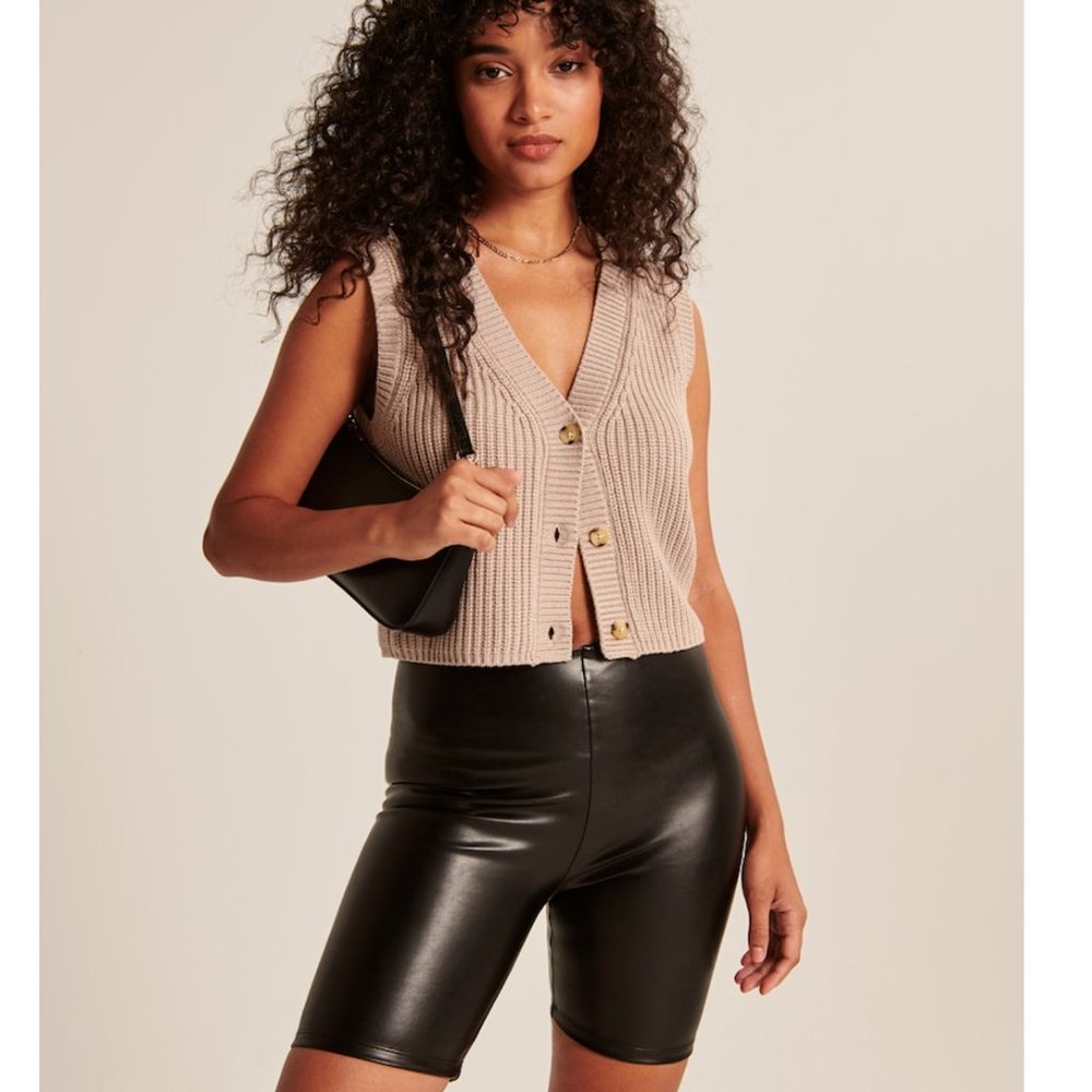 NWT A&F - Black Faux Leather Bike Shorts